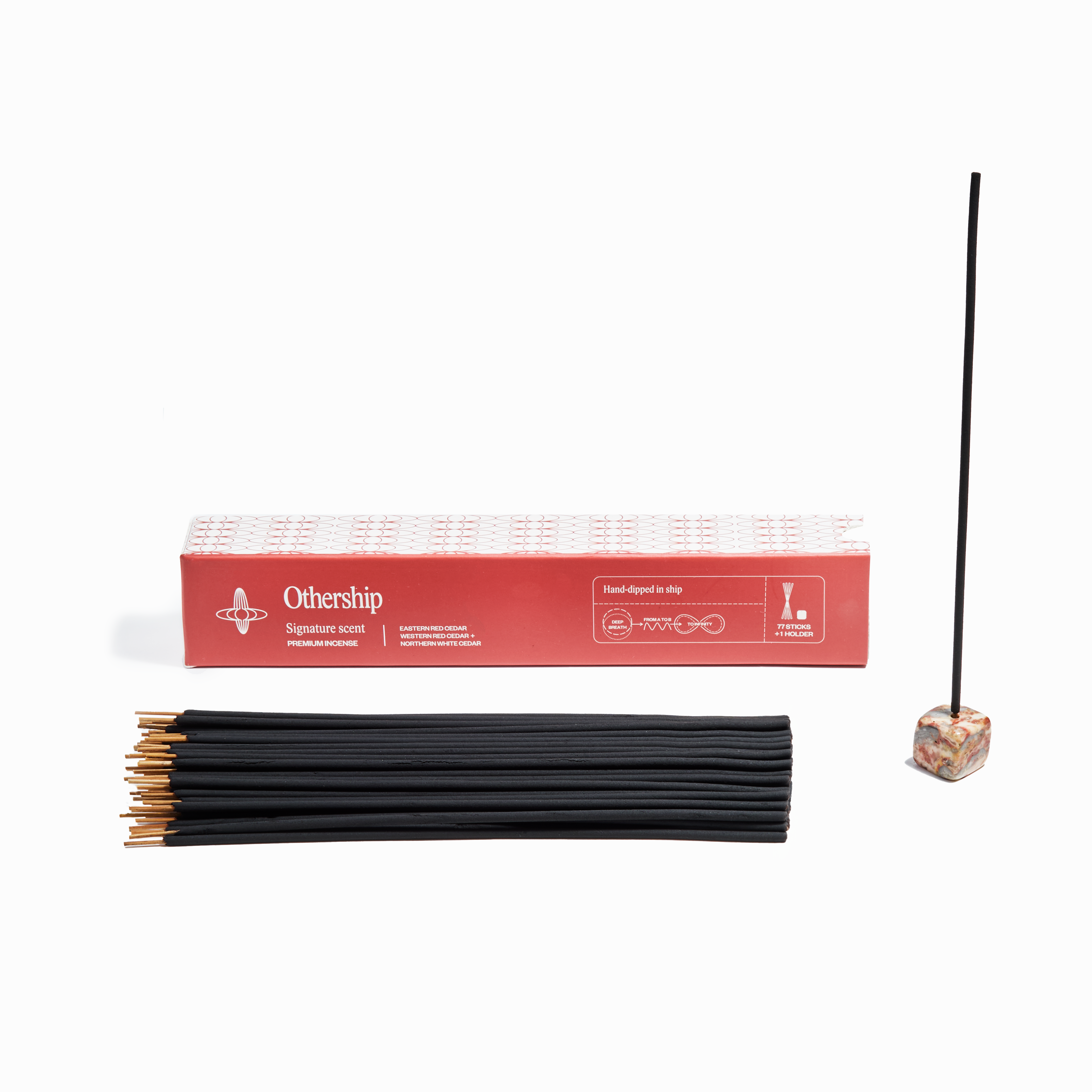 Othership signature Incense sticks with crystal incense holder on a white background